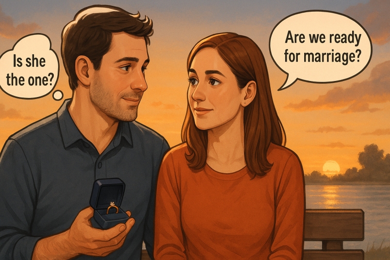 Couple deciding to get married