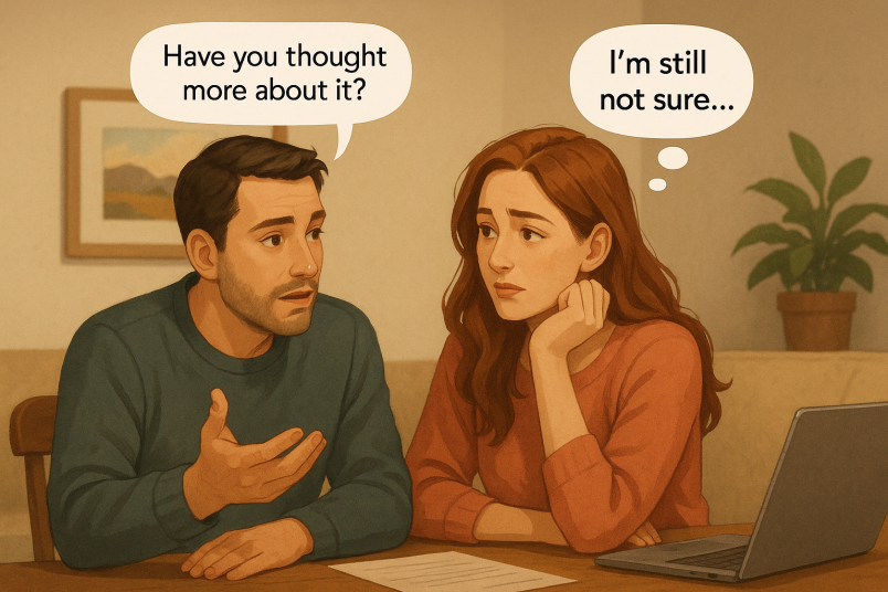 Couple having tough conversation