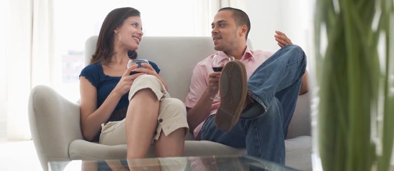 Young couple sitting together