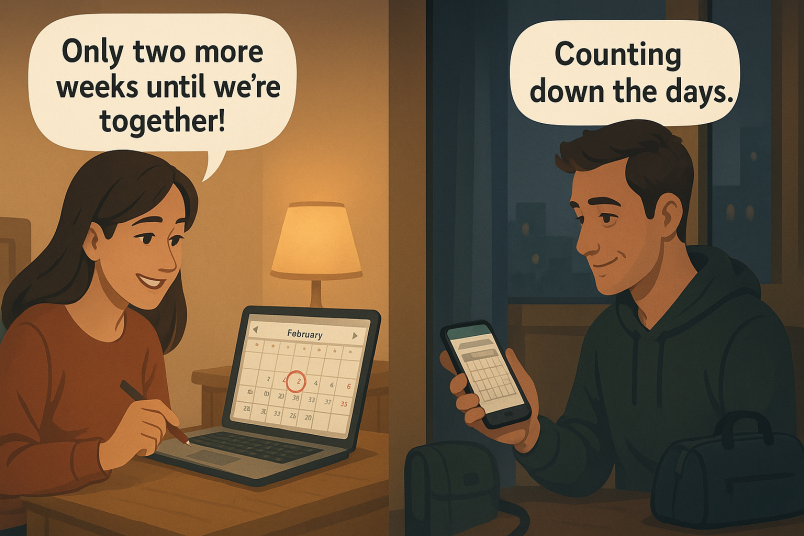 Couple making plans to meet