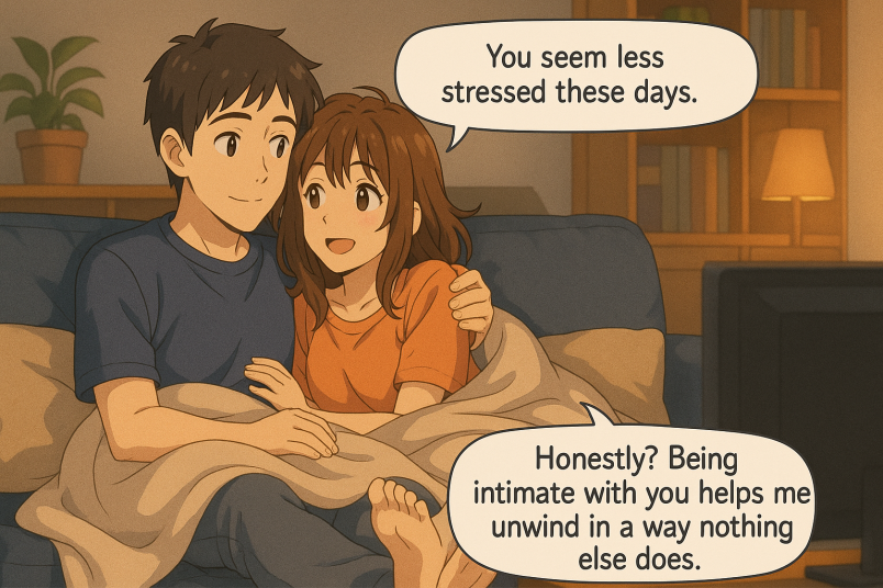 Cuddled under a blanket