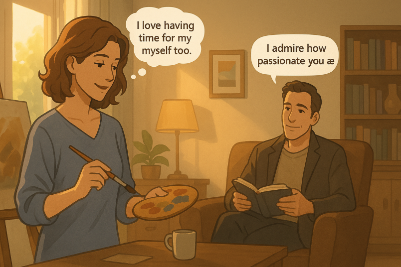 Couple enjoying their hobbies