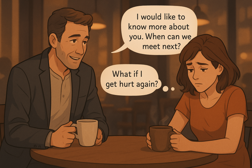 Man and woman having coffee