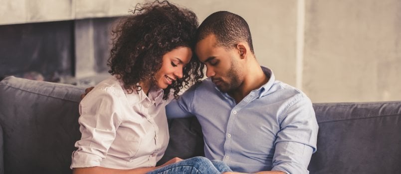 mixed race couple loving each other