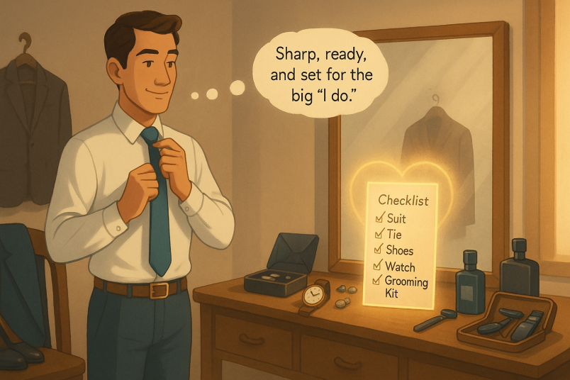 Man creating to-do list