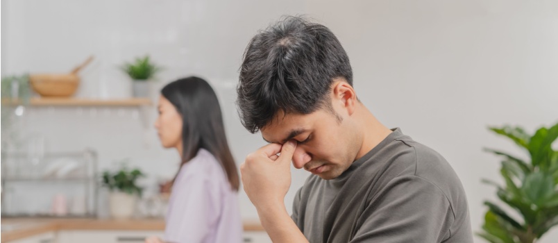 Couple not talking to each other after a fight