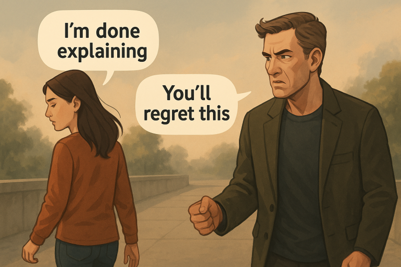 Women walking away from a narcissist partner