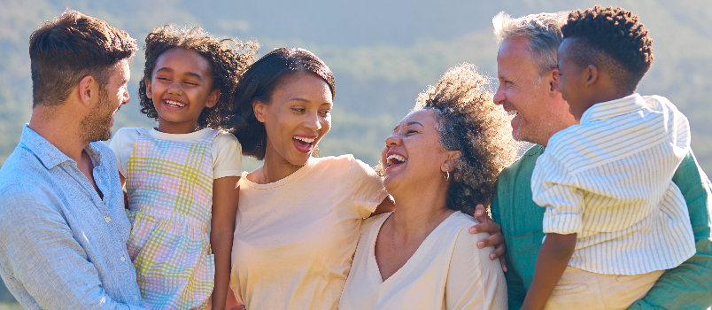 Happy Family Enjoying Time Outdoors Laughing Together