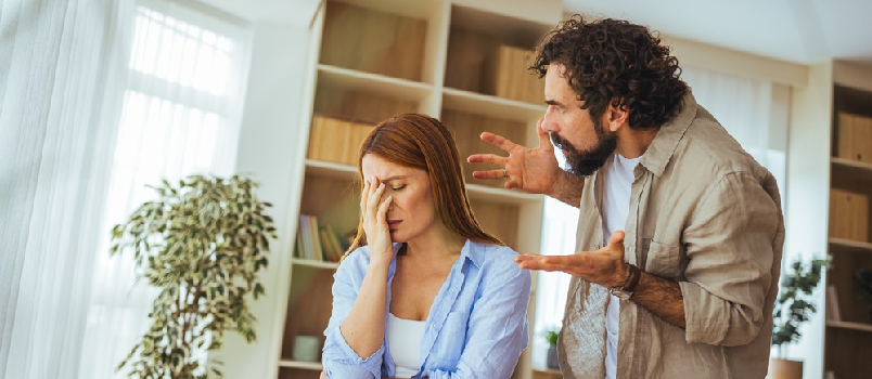man yelling at woman