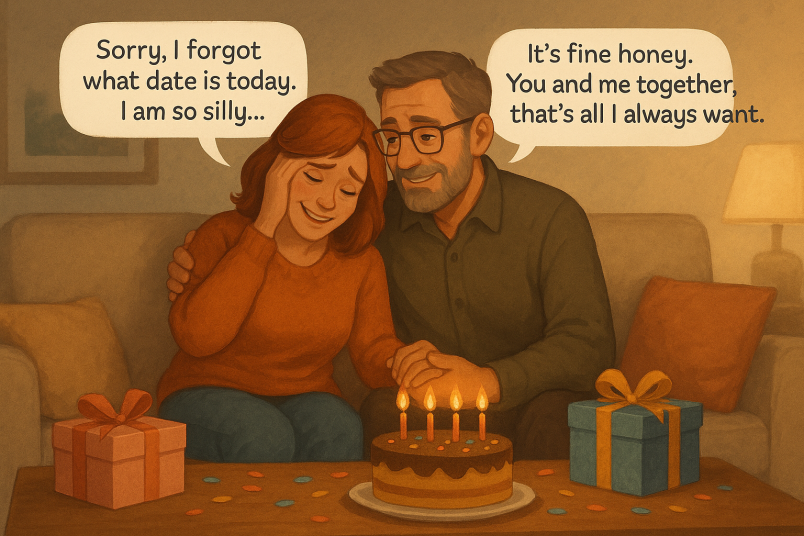 Couple celebrating birthday