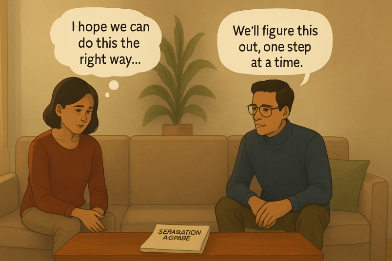 Scène de séparation réfléchie