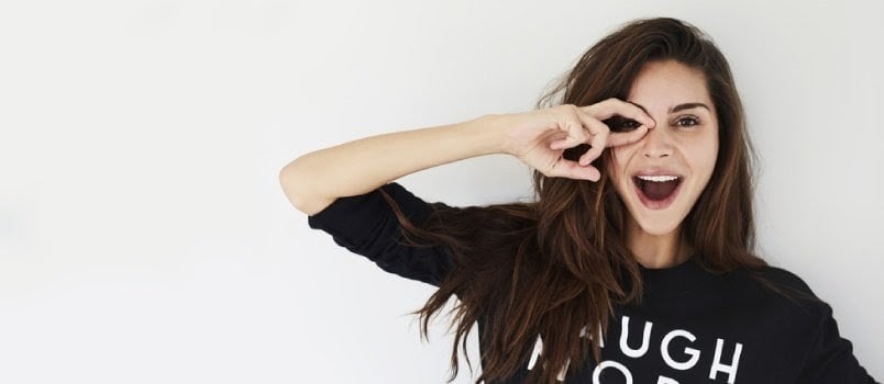 A Beautiful Lady Standing White Background In Black T-shirt