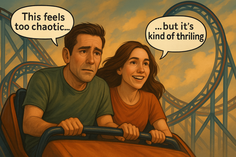 Couple on the roller coaster 