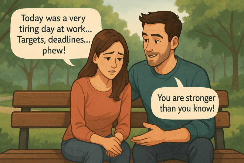 Couple sharing things about their day