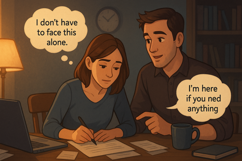 Man supporting his partner