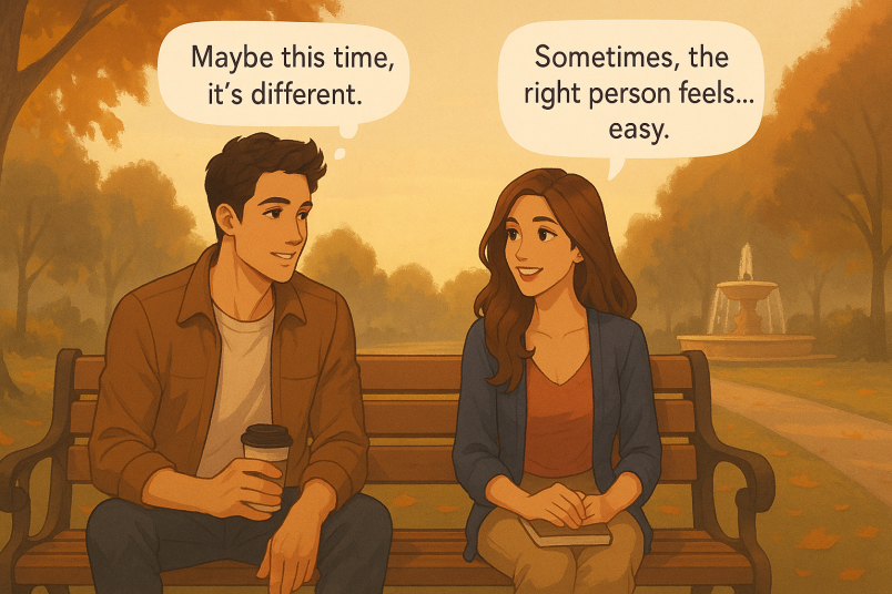 couple talking in park
