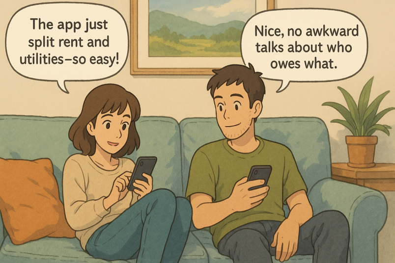 Couple splitting bills