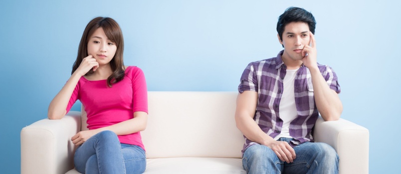 Couple not looking at each other