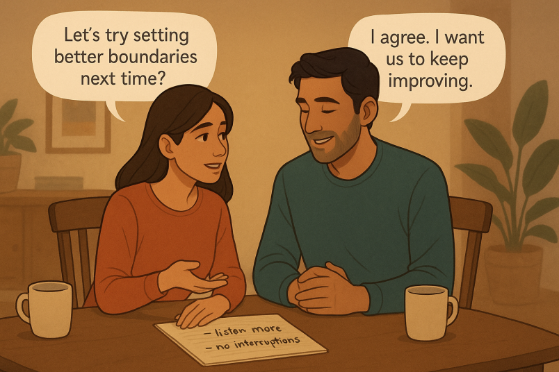 Couple discussing growth