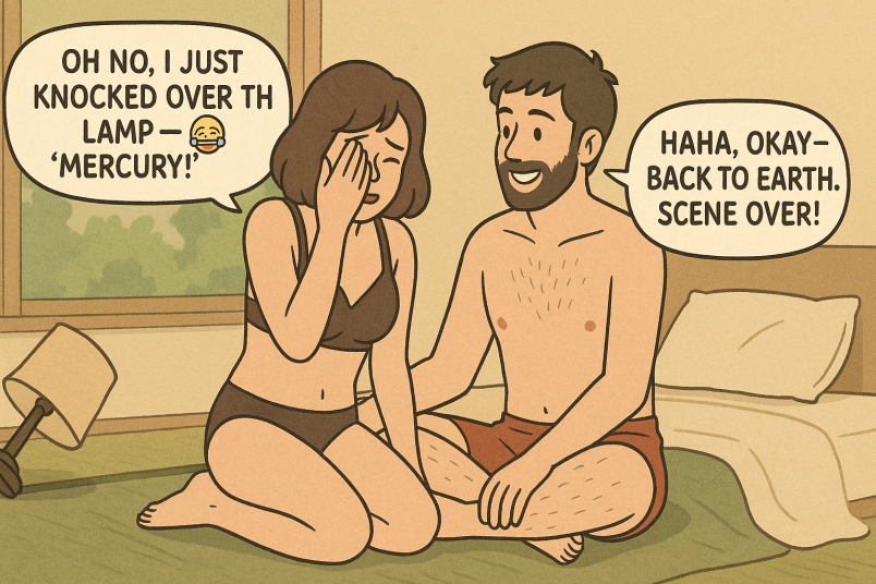 Break the scene with humor