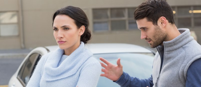 woman angry at man for buying car