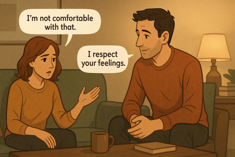 Couple having open conversation