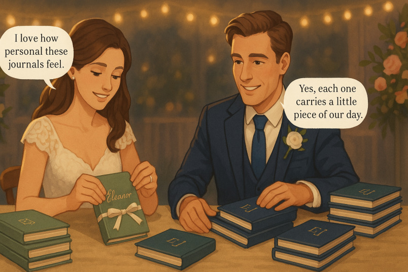 Couple preparing journals