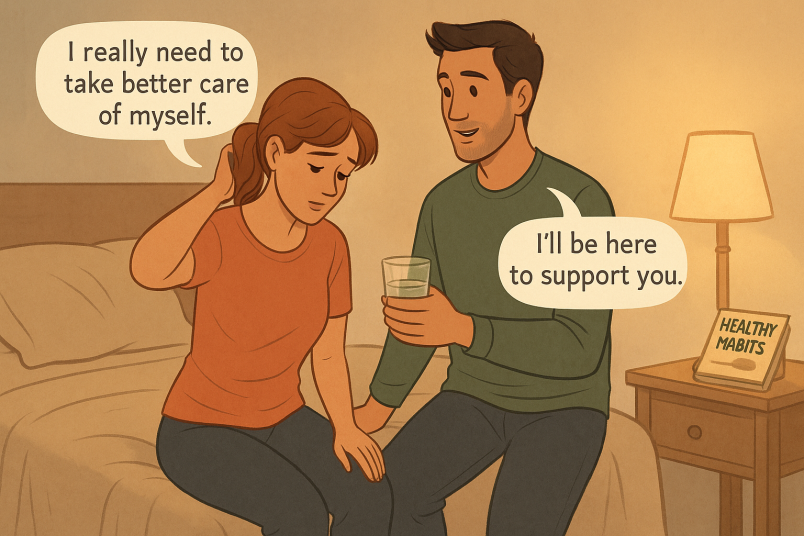 Man helping his partner
