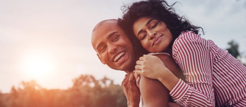 happy black couple in love