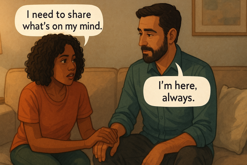 Couple discussing fears