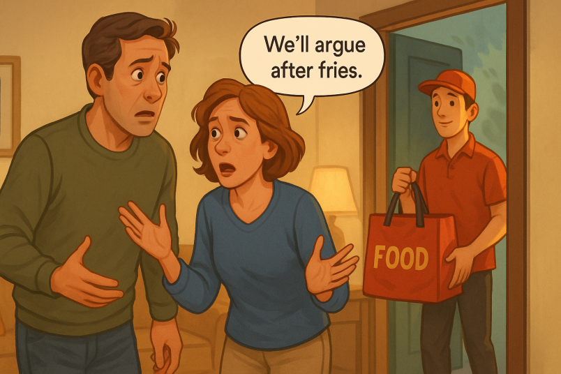 Couple pausing the argument