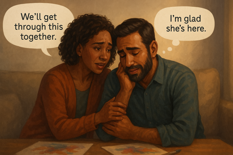 Couple sharing insecurities