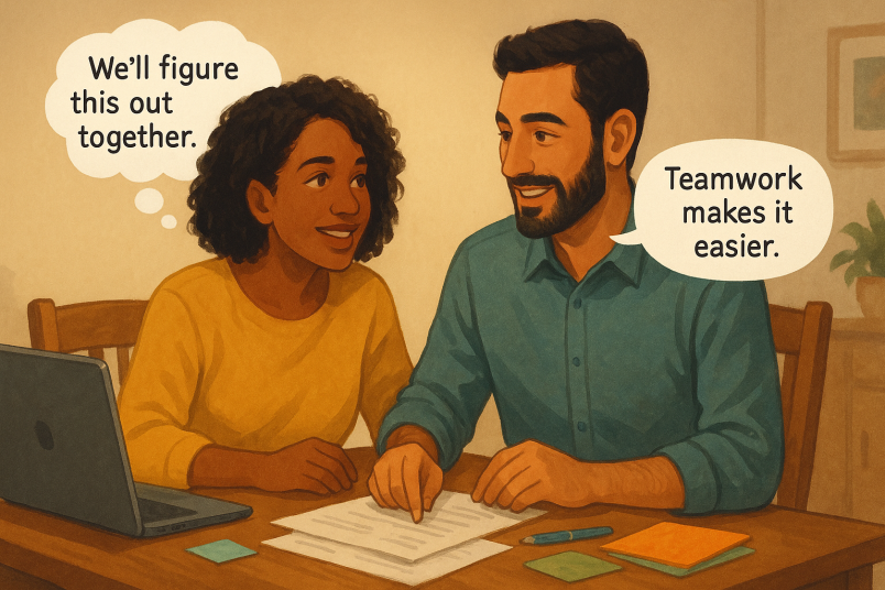 Couple taking care of household chores