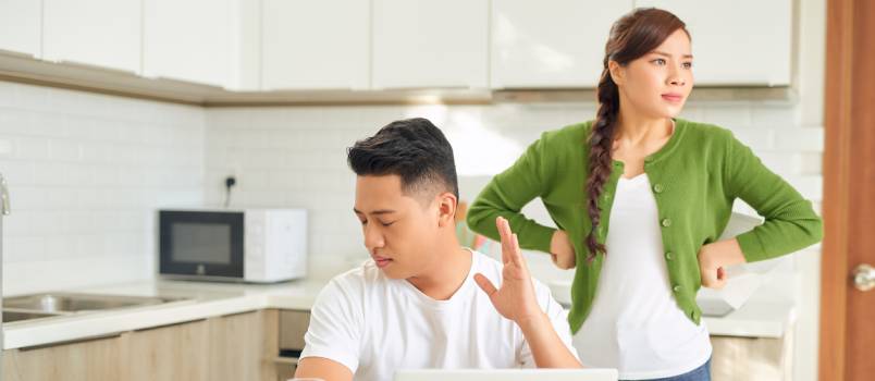 man and woman cold towards each other
