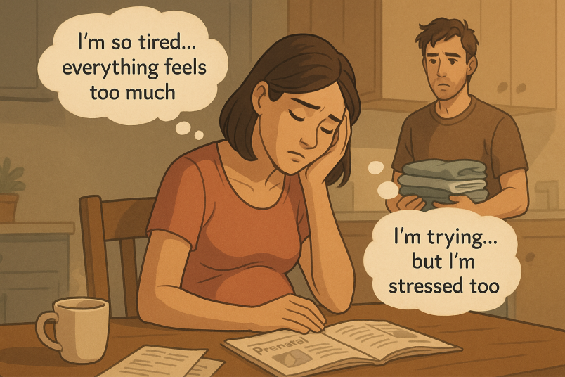 Stressed pregnant couple