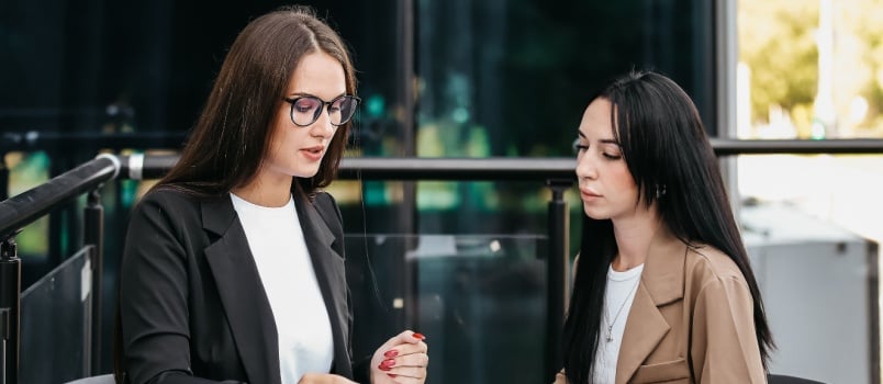 Female lawyer discussing case with client