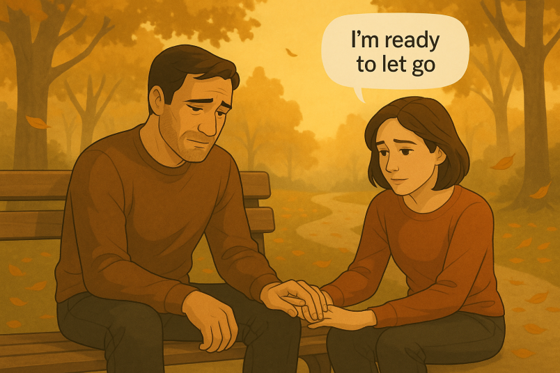 Woman forgiving her partner