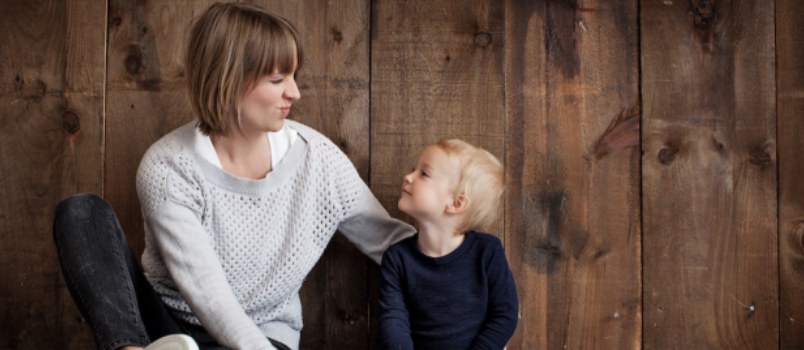 Mom and child looking lovingly at each other
