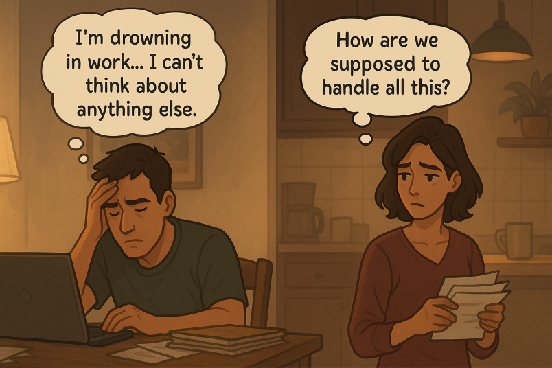 Stressed distant couple