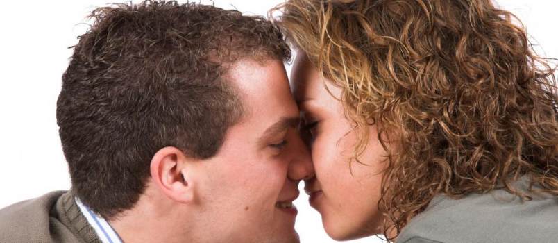 Kissing Couple, Close-up Portrait of Man And Woman Kiss, Love And Relationship of Boy And Girl