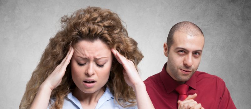 Man and woman in emotional distress due to fights in marriage