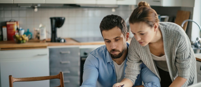 Young family managing budget