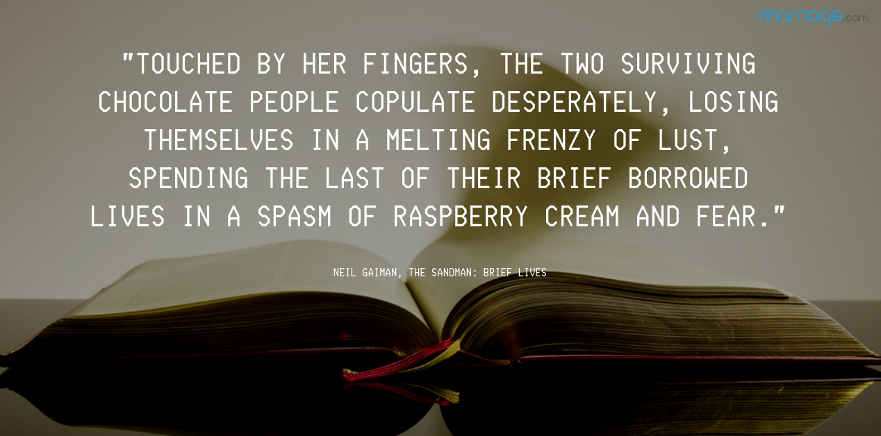 Touched by her fingers, the two surviving chocolate people copulate desperately Touched by her fingers, the two surviving chocolate people copulate desperately