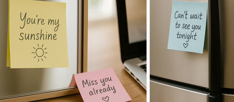 Love message written on sticky notes