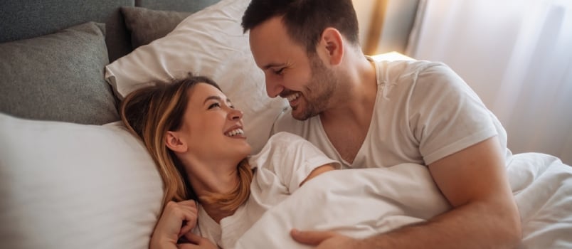 good morning wishing couple at bedroom
