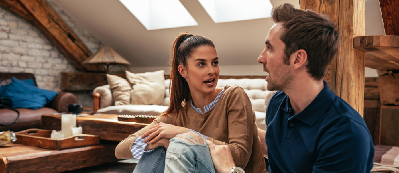 Man and woman having conversation