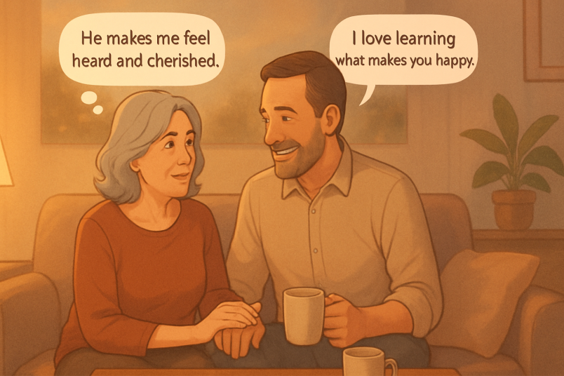 Warm couple conversation