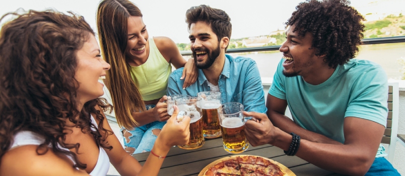 Group of friends enjoying and laughing