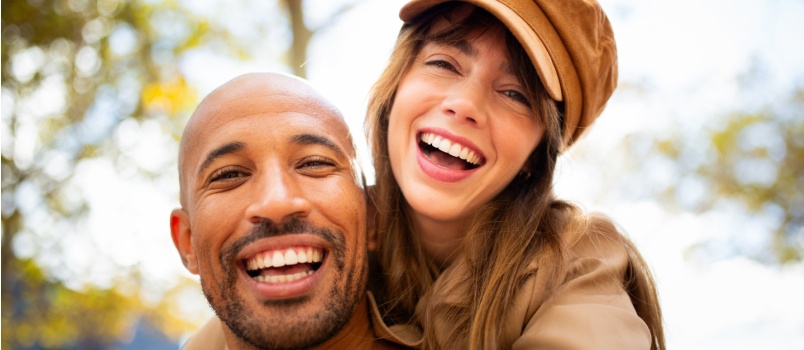 Smiling cheerful couple