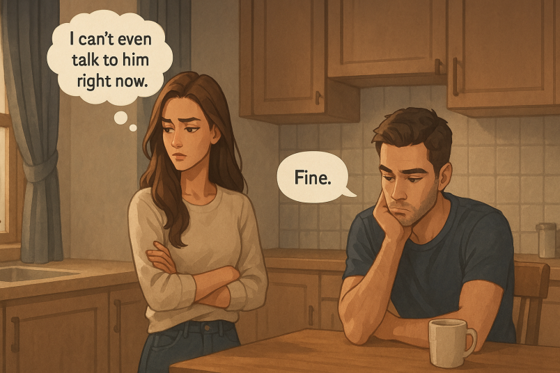 Couple sitting in silence